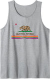 CALIFORNIA STATE FLAG LGBTQ GAY PRIDE RAINBOW TEES CALIFORNIA STATE FLAG BEAR LGBTQ GAY PRIDE RAINBOW PARADE Tank Top - Heather Grey