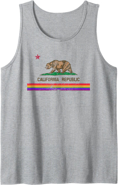 CALIFORNIA STATE FLAG BEAR LGBTQ GAY PRIDE RAINBOW PARADE Tank Top