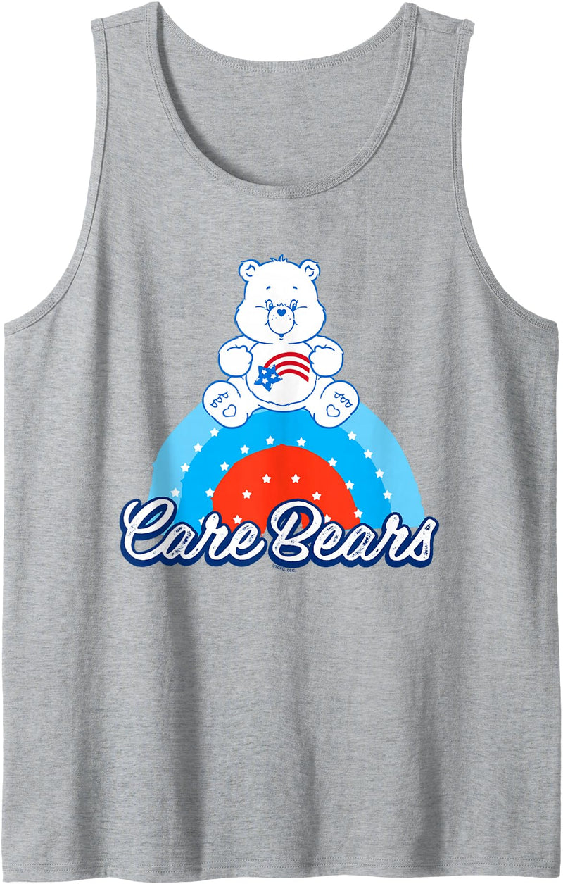 Care Bears 4th of July America Cares Bear Rainbow Tank Top - Heather Grey