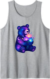 Galaxy Bear Space Flowers Cute Cosmic Night Cosmic Night Bear with Colorful Space Flowers Tank Top - Heather Grey