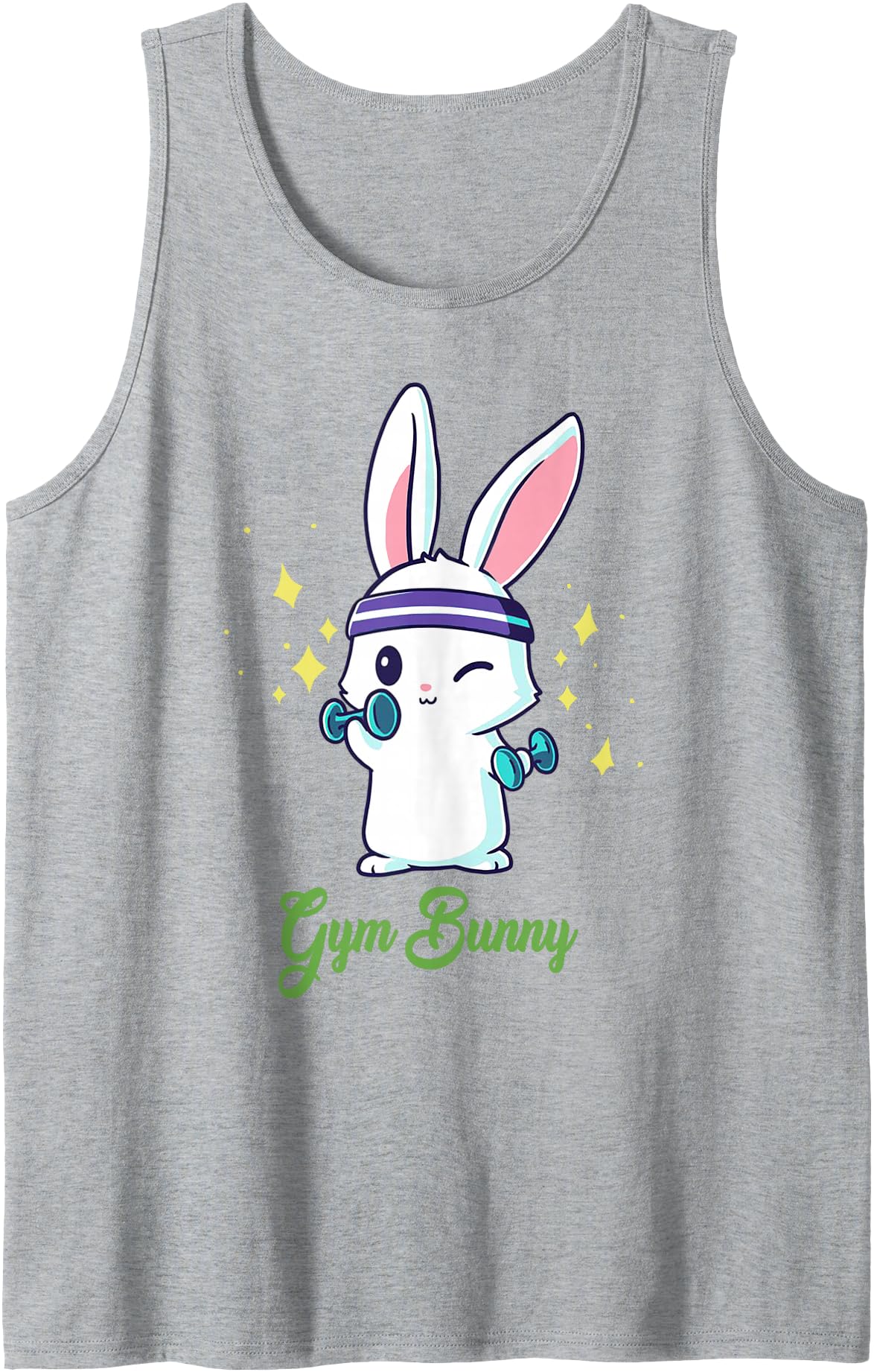 Gym Bunny Unisex Fitness Rabbit Lover Gym Workout Tank Top in Heather Grey