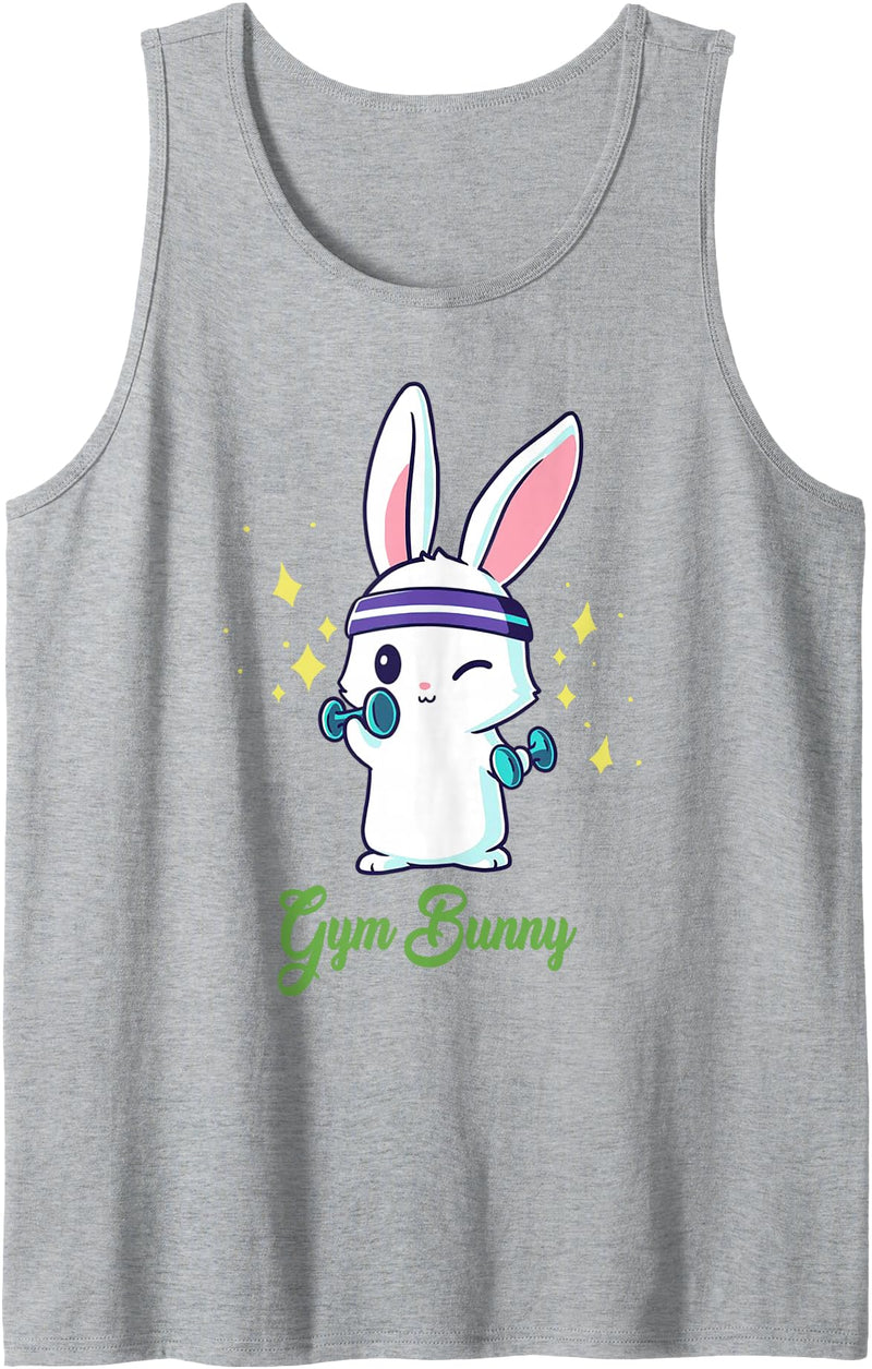 Gym Bunny Unisex Fitness Rabbit Lover Gym Workout Tank Top in Heather Grey