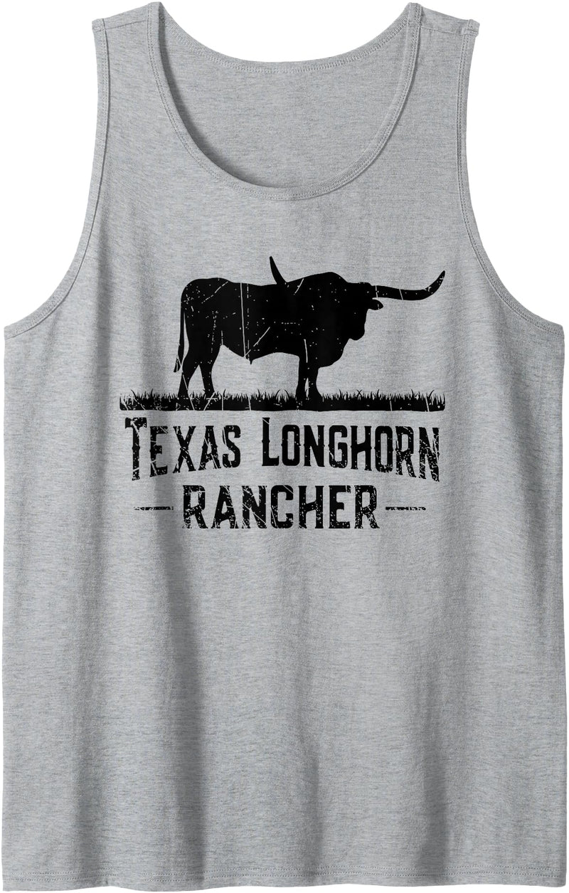 Farm & Longhorn Geschenk Für Herren Texas Longhorn Rancher - Longhorn Cow for Cattle Farmer Tank Top - Heather Grey