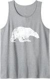 Polar Bear Lovers Graphic Distressed Polar Bear Print - Vintage Polar Bear Tank Top - Heather Grey