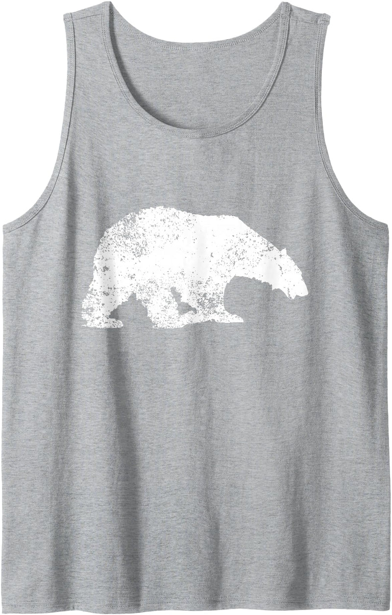 Polar Bear Lovers Graphic Distressed Polar Bear Print - Vintage Polar Bear Tank Top - Heather Grey