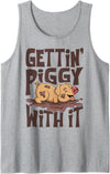 Hadley Designs Gettin' Piggy With It, Farm Animals, Hog Lover, I Love Pigs Tank Top - Heather Grey
