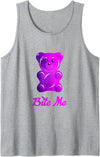 Bahaa's Tee Cool Bite Me Colorful Gummy Bear Candy Illustration Graphic Tank Top - Heather Grey
