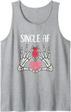 Single Lady's Single AF Skeleton and Hearts Tees Single AF skeleton hands hearts single women's halloween Tank Top - Heather