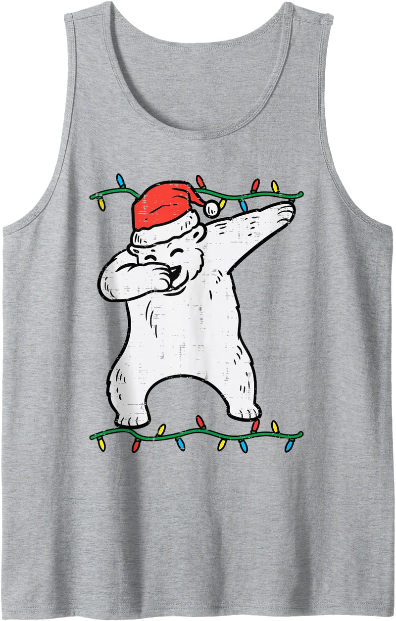 Christmas Pajamas PJ Men Women Kids Gifts Dabbing Polar Bear Dab Xmas Christmas Boys Kids Girl Youth Tank Top - Heather Grey