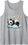 Cute Sleeping Animals Panda Sleeping Moon Napping Sleep Panda Bear Sleepy Animal Tank Top - Heather Grey