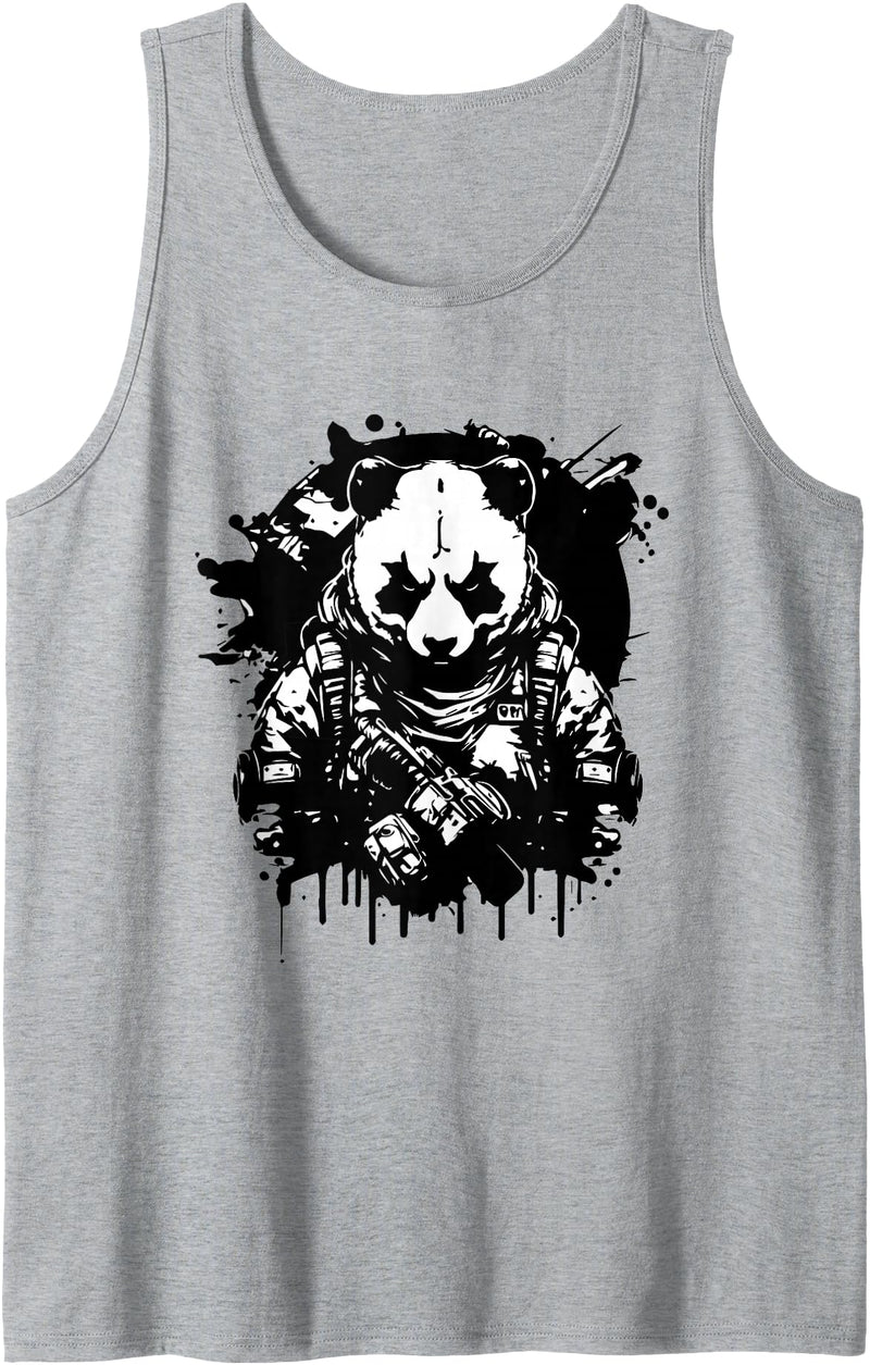 Panda Gifts For Panda Lovers - Cute Panda Bear Determined Tactical Panda - Not so Fluffy and Harmless Tank Top - Heather Grey