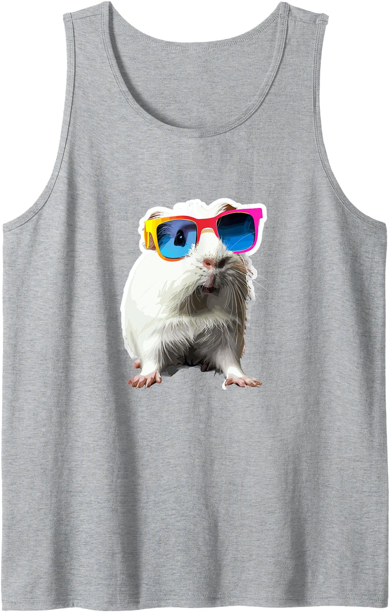 Guinea pig sunglasses Cute guinea pig Chilt with sunglasses Tank Top - Heather Grey