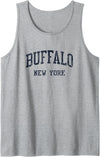 Buffalo New York T-shirts & Tees Buffalo NY JN5 Vintage Athletic Blue Design Tank Top - Heather Grey