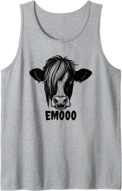 Emo Fringe Animal Cow Emooo Funny Emo Cow Tank Top