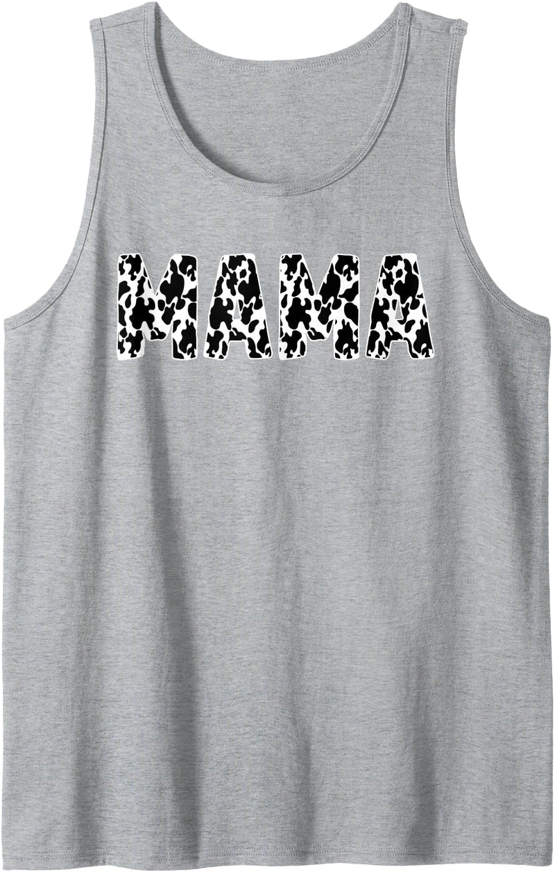 Mama Cow Animals Cute Mama Clothes Cool Mama Cow Print Black White Animal Cow Lover Tank Top - Heather Grey
