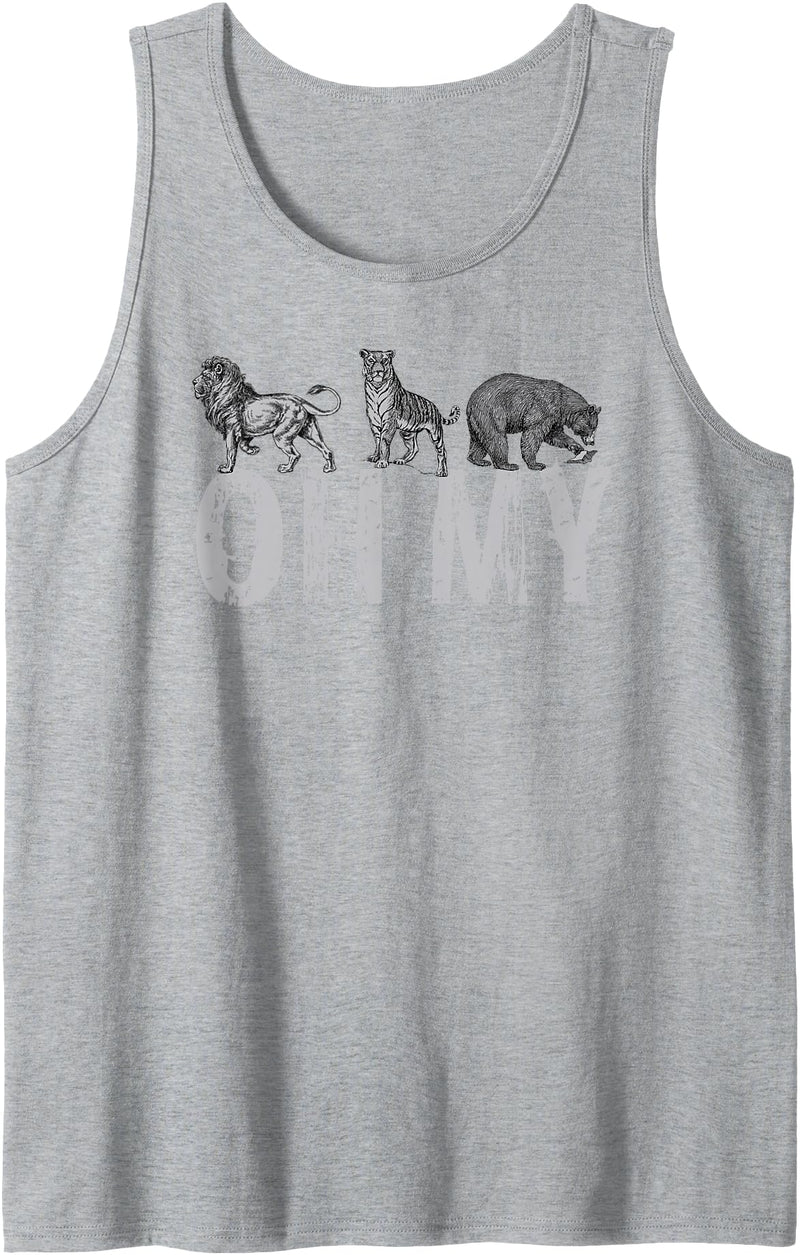 Wild Animal DESIGNS Lions Tigers Bears OH MY - Classic Wizard of Oz Inspired Tank Top - Heather Grey