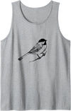 Chickadee Bird Animal Birding Tank Top - Heather Grey