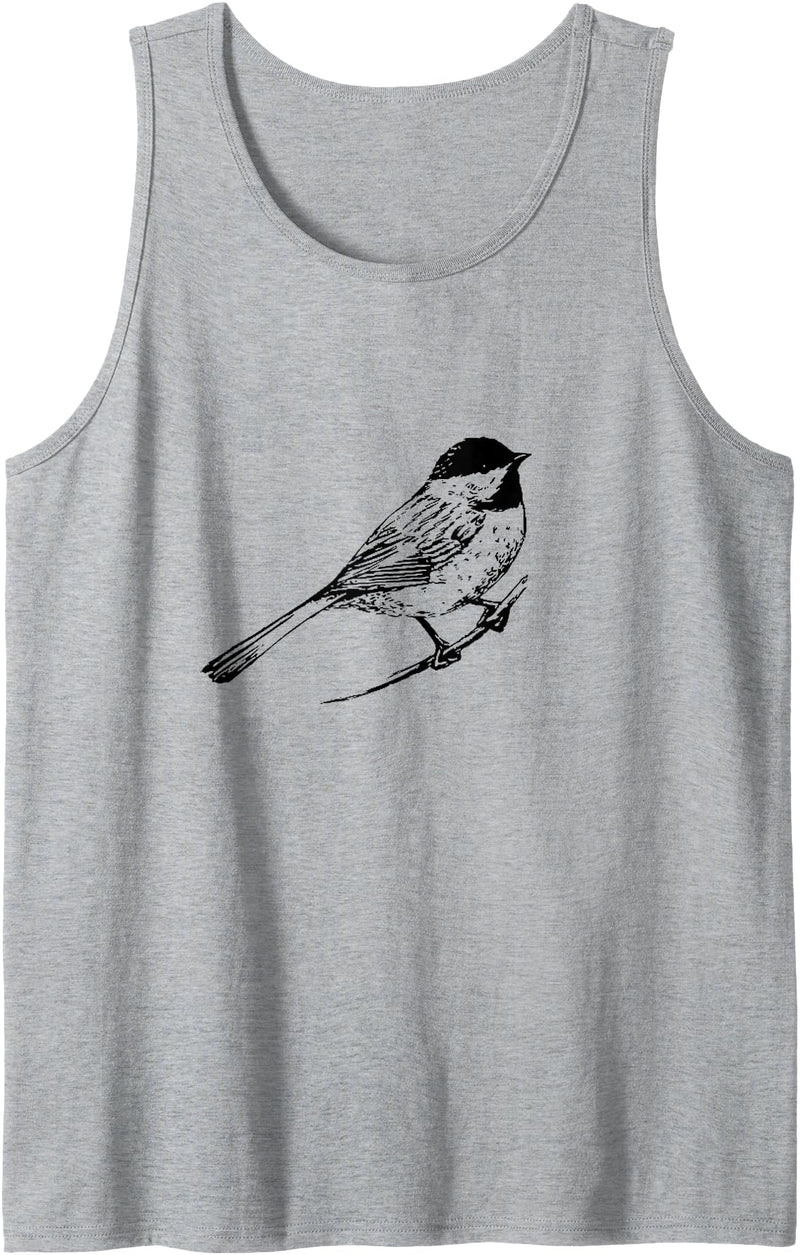 Chickadee Bird Animal Birding Tank Top - Heather Grey