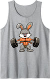 Gym Rabbit Bodybuilding Powerlifting Fitness Funny Rabbit Tank Top in Heather Grey