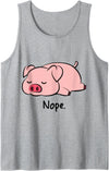 Dibba Designs Nope Pig Not Today Animal Piggy Cute Cool Funny Pig Lovers Tank Top - Heather Grey