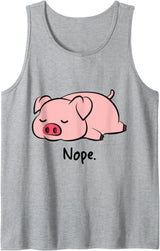 Dibba Designs Nope Pig Not Today Animal Piggy Cute Cool Funny Pig Lovers Tank Top - Heather Grey