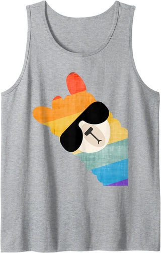 Llama Alpaca gifidea for men and women Rainbow Alpaca Llama Fun with sunglasses for women and men Tank Top - Heather Grey
