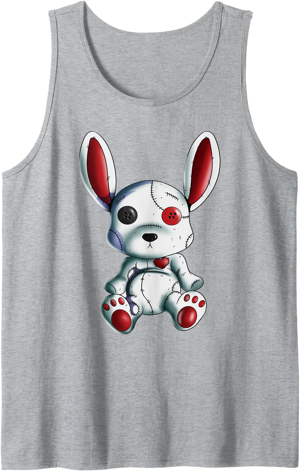 Gothic Goth Rabbit Outfit Rabbit Lover Horror Design Heart Tank Top in Heather Grey