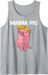 Cool Pig Gift Pig Lover Stuff & Accessories Cute Pig Art For Women Girls Mom Pig Farmer Hog Swine Lover Tank Top - Heather Grey
