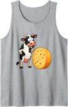 Funny Cow Cheese Dairy Farm Humor Black White Cow Cheese Lover Dairy Humor Tank Top - Heather Grey