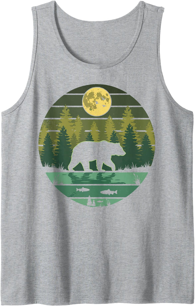 Grizzly Bear Camping Hiking Mountain Vintage Bear Forest Retro Wildlife Nature Tank Top - Heather Grey