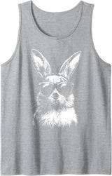 Rabbit Easter Bunny Sunglasses Tank Top in Heather Grey