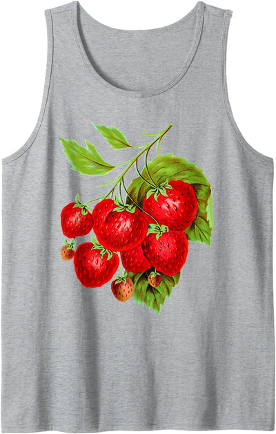 Strawberry Aesthetic Botanical Fruit vintage Gardening Tank Top