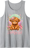 Adorable Highland Cow Birthday Girl Toddlers Teens Cute Birthday Girl for Highland Cow Lovers Party Outfit Tank Top -
