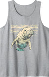 Sea Ocean Animal Art Manatee Sea Ocean Manatee Ocean Sea Animal Manatee Lover Tank Top - Heather Grey