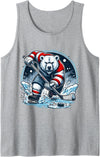 Hockey Player Love Polar Bear Hockey Bear on Ice: A Funny Polar Bear Playing Hockey Tank Top - Heather Grey