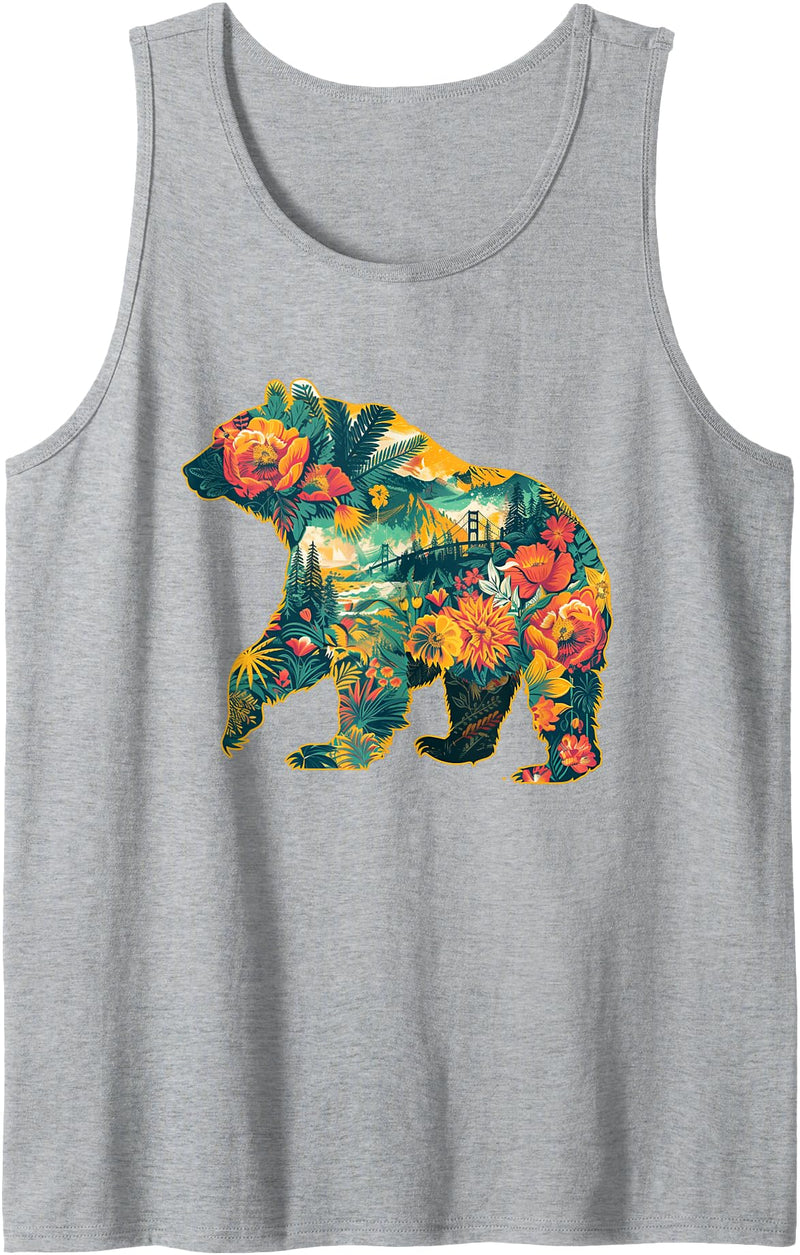 CA Style California Bear Travel Tank Top - Heather Grey