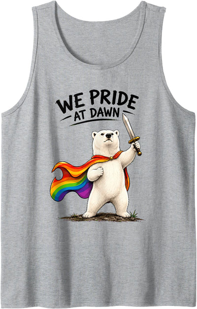 We Pride At Dawn Funny LGBTQ Month Rainbow Polar Bear Gay Tank Top