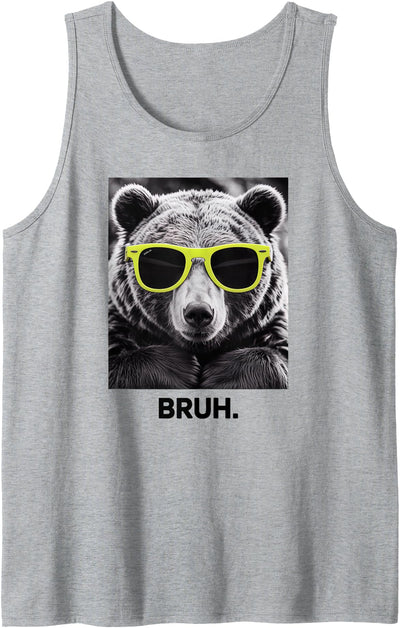 BRUH Bear Vintage Photo With Retro Yellow Sunglasses Tank Top
