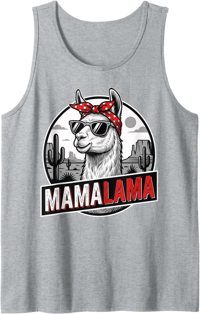 Happy Mother's Day Floral Wife Sister Design Happy Mother's Day Women Mom Grandma Mamalama Llama Tank Top - Heather Grey