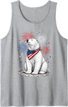 Polar Bear America's 250th 4th of July Outfit Polar Bear America's 250th Patriotic Fireworks Animal Lovers Tank Top - Heather Grey