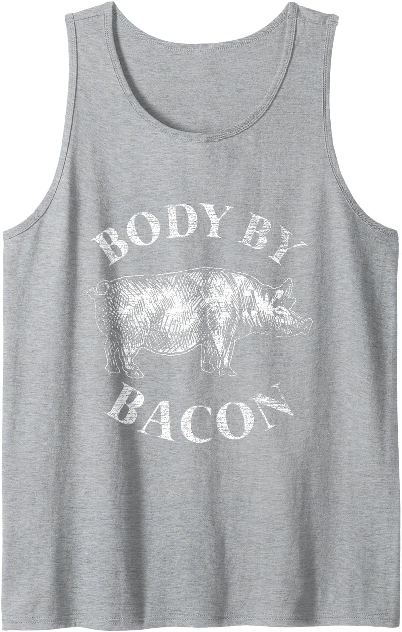 Pig T-Shirts Animal Tank Tops Body By Bacon Pig Tank Top - Heather Grey