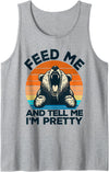 Feed Me And Tell Me I'm Pretty Funny Bear Tank Top - Heather Grey