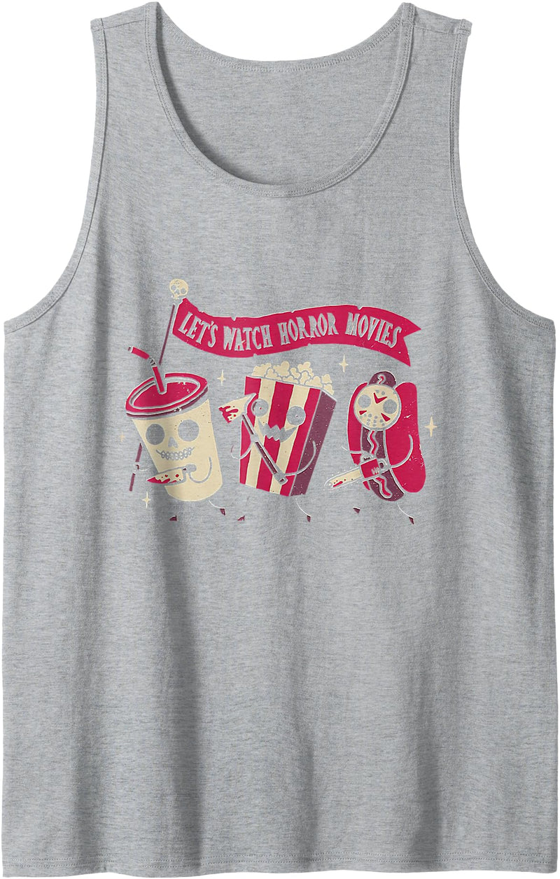 Halloween shirt Let's Watch Horror Movies Funny Halloween Costume Tank Top - Heather Grey