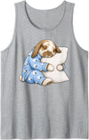 Holland Lop Rabbit Sleeping in Cute Pajamas Sleep Tank Top in Heather Grey
