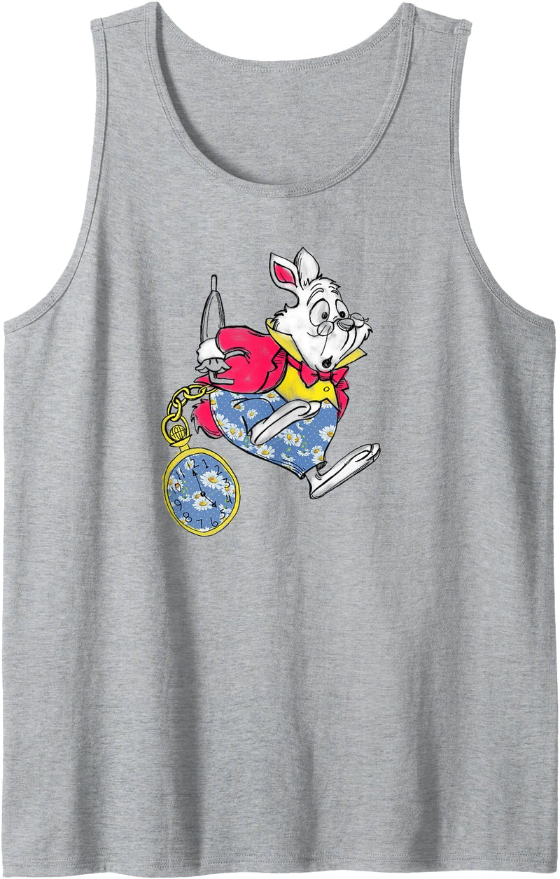 Alice in Wonderland - Rabbit Floral Pants Tank Top in Heather Grey