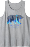 Glacier Grizzly Bear Tsunrisebey Retro Glacier Grizzly Bear Glacier National Park Tank Top - Heather Grey