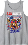 Funny 4th of July Highland Cow Patriotic outfit Highlander Cow 4th Of July American Red White Blue Moorica Tank Top -