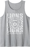 Back to School Lion Spirit Lunch Lady Zoo Day Kids Vintage Lions School Mascot Game Day Men Teacher Boy Women Tank Top - Heather Grey