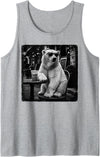 Polar Bear Drinking Iced Milk Coffee Shirts Funny Polar Bear Drinking Iced Milk Coffee Animal Lover Art Tank Top - Heather Grey