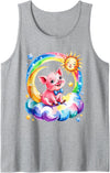 Pig Farmer Pigs Lover Gifts Rainbow Clouds Pig Farmer Pigs Farm Tank Top - Heather Grey